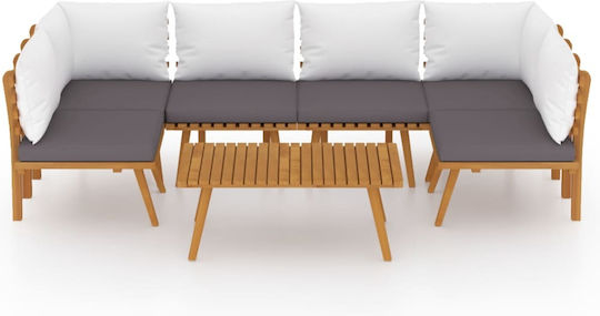 Outdoor Living Room Set 7 Pieces Acacia With Pillows