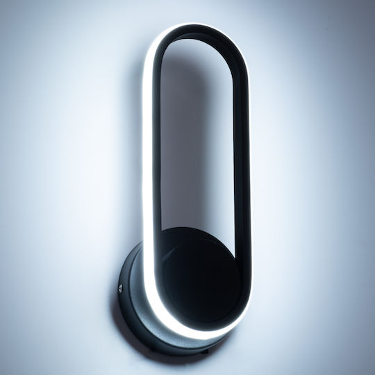 GloboStar Dallas Modern Lamp Wall with Integrated LED and Adjustable White Light Black 32x32cm