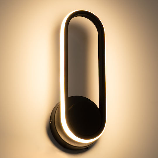 GloboStar Dallas Modern Lamp Wall with Integrated LED and Adjustable White Light Black 32x32cm