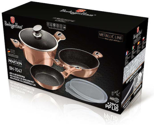 Berlinger Haus Σετ Μαγειρικά Σκεύη από Αλουμίνιο Rose Gold Collection με Επίστρωση από Πέτρα 3 τεμαχιών