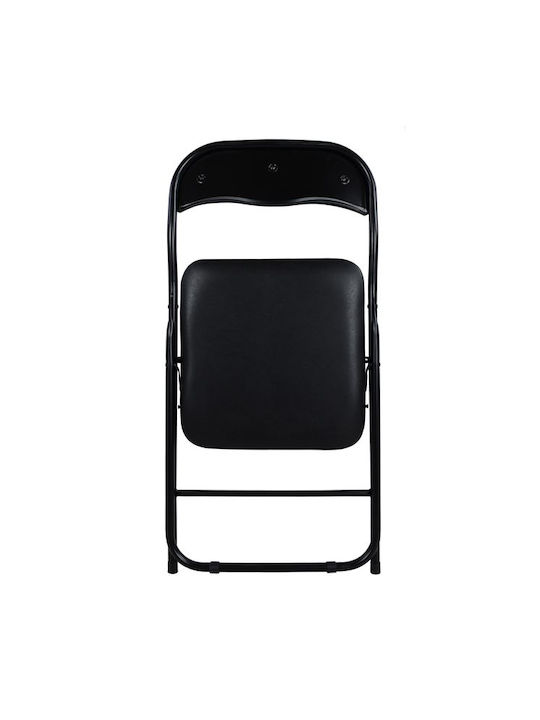 Foldable Kitchen Metallic Chair Black Velvet-Black Metal 38x47x82cm
