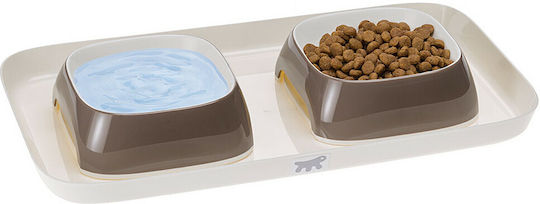 Ferplast Glam Tray Kunststoff Schalen Futter & Wasser für Hund & Katze auf Basis von 2x 800ml in Braun Farbe 2Stück