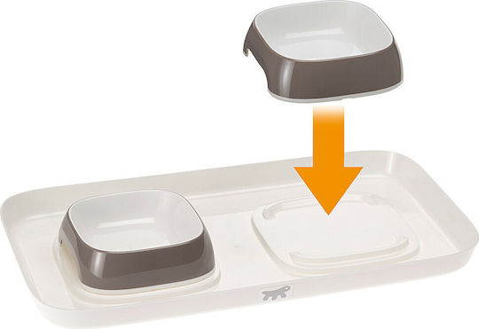 Ferplast Glam Tray Kunststoff Schalen Futter & Wasser für Hund & Katze auf Basis von 2x 800ml in Braun Farbe 2Stück