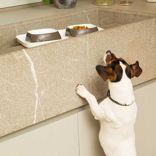 Ferplast Glam Tray Kunststoff Schalen Futter & Wasser für Hund & Katze auf Basis von 2x 800ml in Braun Farbe 2Stück