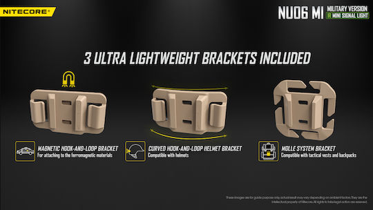 NiteCore Lumină de lucru și de sit, cu baterie Lanternă Frontală LED Lumini de lucru și de sit, IP66 cu Luminozitate Maximă 8lm NU06MI Bej