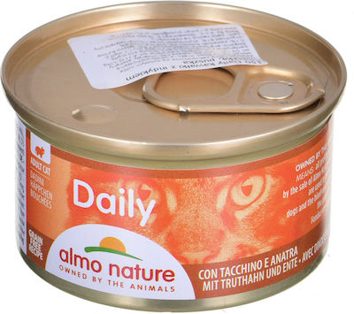 Almo Nature Daily Nasses Katzenfutter für Katze in Dose mit Türkei und Ente 85gr