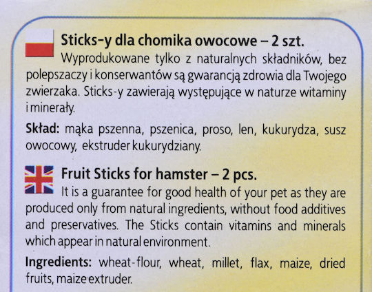 Megan Behandelt für Hamster Sticks Fruity 90gr 2Stück
