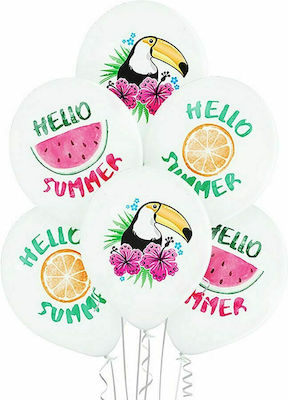 Set of 6 Balloons Latex Multicolour Hello Summer 28cm