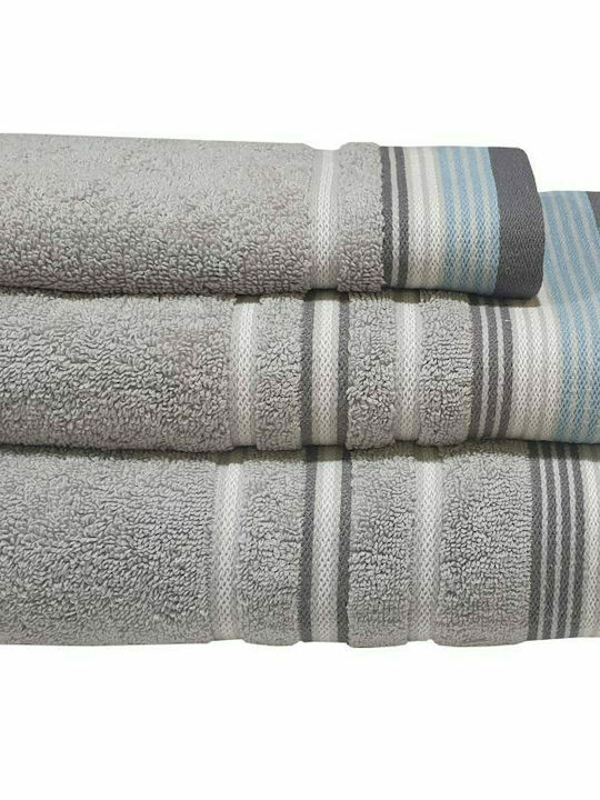 Le Blanc Facecloth Satin Stripe 50x90cm Grey Weight 450gr/m²