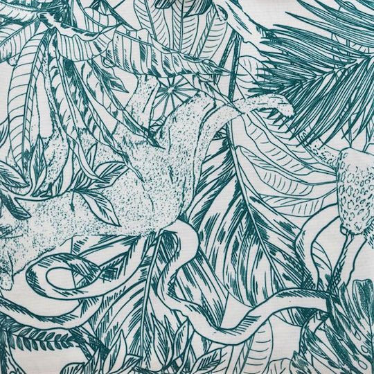 Atmosphera Τραπεζομάντηλο Αλέκιαστο Jungleprint Πετρόλ 140x240εκ.