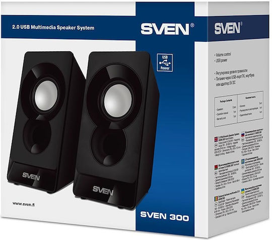 Sven 300 Ηχεία Υπολογιστή 2.0 με Ισχύ 6W Μαύρα