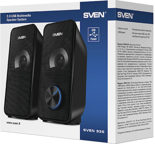 Sven 335 Ηχεία Υπολογιστή 2.0 με Ισχύ 6W Μαύρα