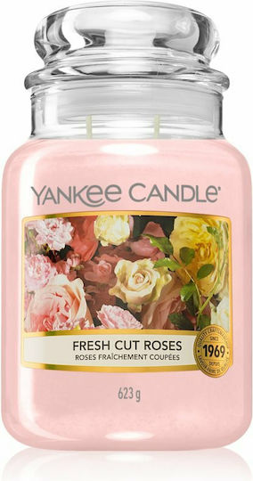 Yankee Candle Lumânare Aromată Borcan cu Aromă Trandafiri proaspăt tăiați Roz 623gr 1buc