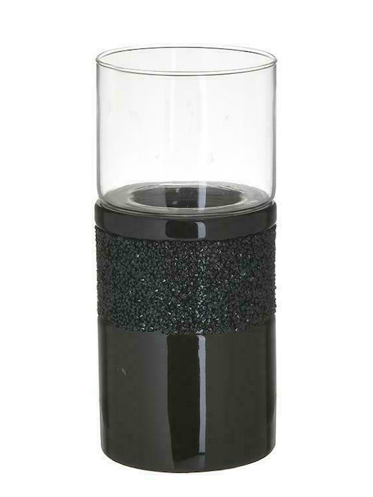 Inart Candle Holder Glass Black 11x11x23cm 1pcs