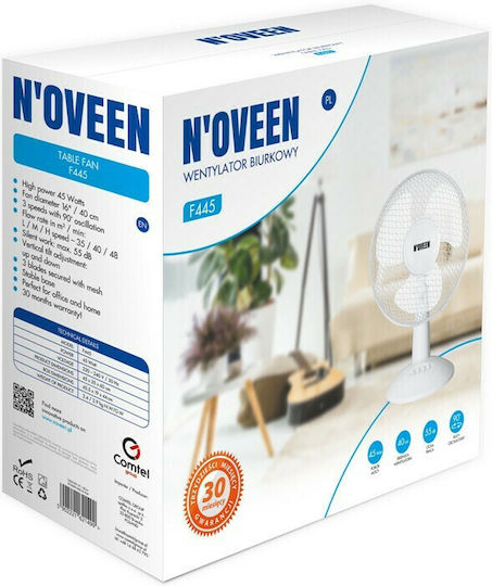 N'Oveen Tabletop Fan 45W Diameter 40cm White