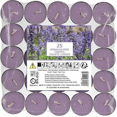 Art et Lumiere Tealights with Scent Lavender in Purple Color (up to 4 Burning Hours ) 25pcs