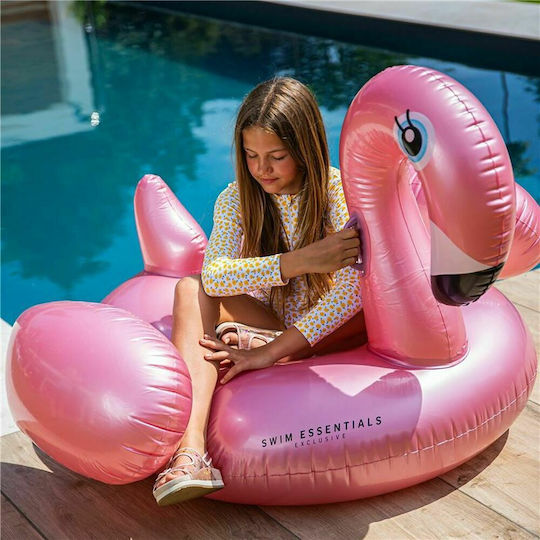 Swim Essentials Swim Essentials Φουσκωτό Ride On Θαλάσσης Flamingo με Χειρολαβές Ροζ 150cm