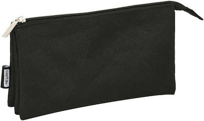 Safta Fabric Pencil Case with 2 Compartments Black