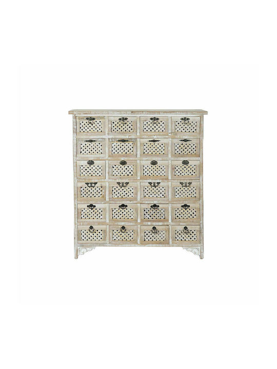 Chest of Drawers of Solid Wood with 24 Drawers Open Café 89x30x98cm