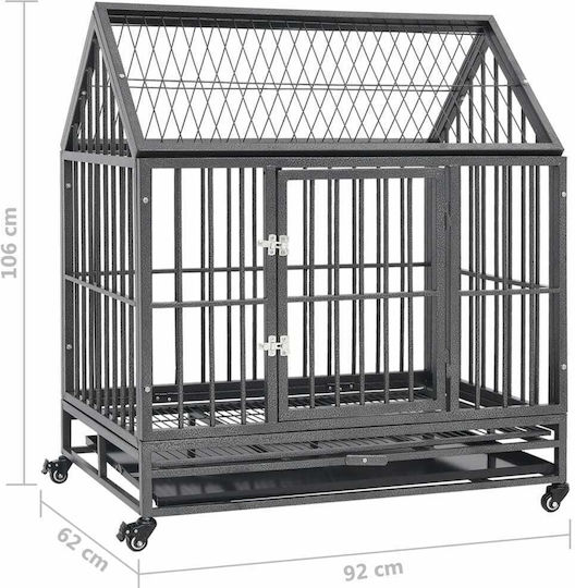 vidaXL Dog Wire Crate Steel 92x62x106cm