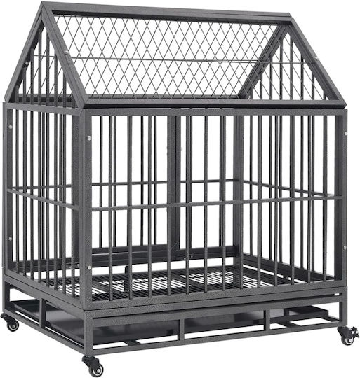 vidaXL Dog Wire Crate Steel 92x62x106cm