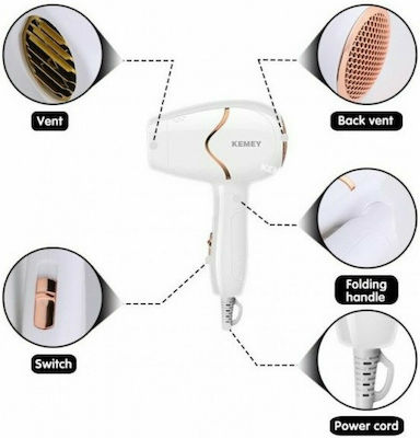 Kemei Travel Hair Dryer 1800W ΚΜ-6839