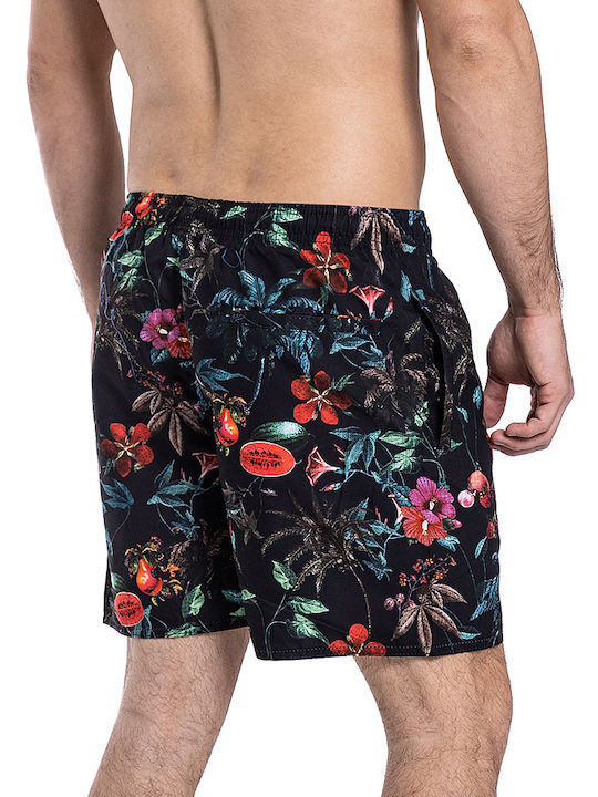 Paco & Co Herren Badebekleidung Bermuda Schwarz Blumen