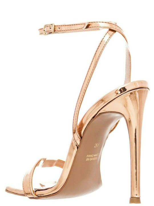Women's Sandals Gold with Thin High Heel