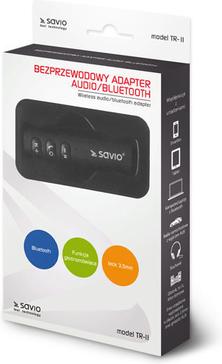Savio Bluetooth Автомобил SAVTR-11B за Аудиосистемата (AUX / Аудиоприемник / USB порт за зареждане)