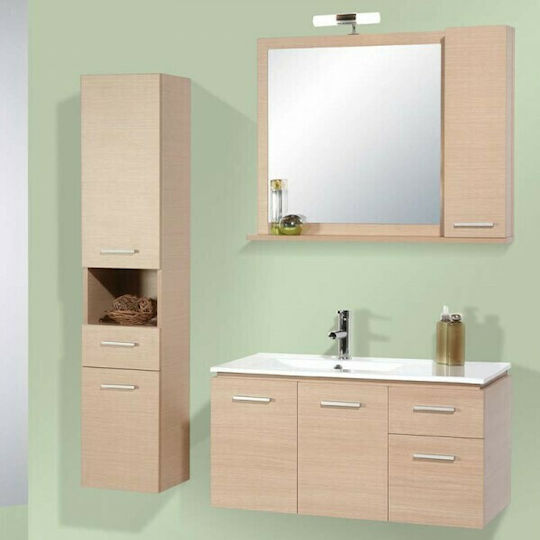 Pro Bagno Niovi 627 Countertop with Sink & Mirror with Light L90xW46xH47cm Beige