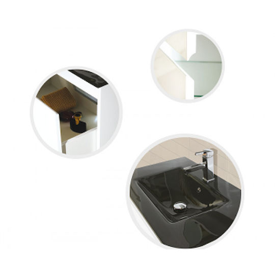 Pro Bagno Timaia 907B Countertop with Sink & Mirror with Light L75xW42xH46cm White