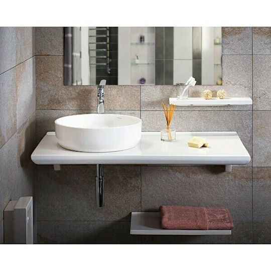 Adamidis Tavla 105AM Blat cu Lavoar L105xW55xH6cm Alb