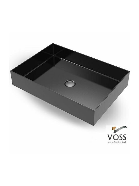 Voss Aldo Aufgesetztes Waschbecken Inox 55x38x10cm Black Brushed