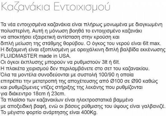 Karag Slim Plus Εντοιχιζόμενο Πλαστικό Καζανάκι Ορθογώνιο Χαμηλής Πίεσης