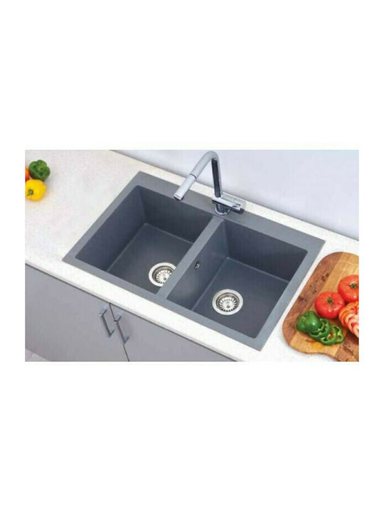 Crown Quadra Q-82 6782 6782-150 Drop-In Мивка от Синтетичен Гранит Ш79xД50см Титан