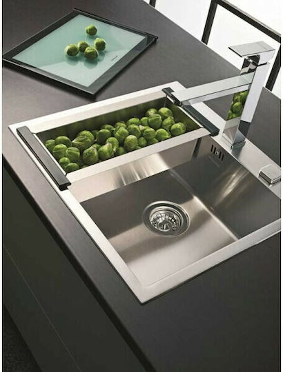 Pyramis Istros 1B Ισόπεδος Νεροχύτης Inox Brushed Μ55xΠ51cm Ασημί