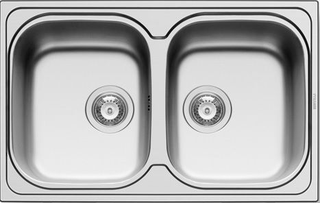 Pyramis Amaltia 2B 107132501 Drop-In Sink Inox Satin W79xD50cm Silver