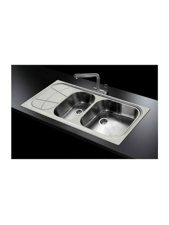 Foster Big Bowl Right-handed Drop-In Sink Right Inox Satin W116xD50cm Silver