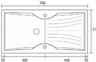 Crown R-61 Economic 6862 Drop-In Spüle Links aus Verbundgranulat B99.5xT51cm Granite White