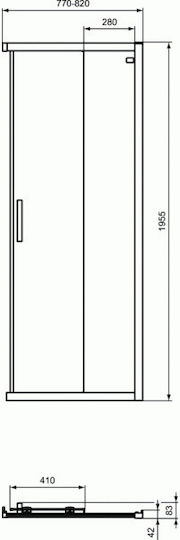 Ideal Standard Connect 2 Кабинет Душ с Плъзгащи се Врата 80x80x195.5см Черен мат Ideal Standard Connect 2 Кабинет Душ с Плъзгащи се Врата 80x80x195.5см Черен мат