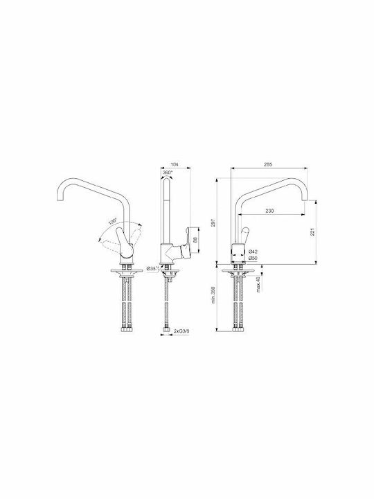 Ideal Standard ALPHA Πάγκου Chrome Ideal Standard ALPHA Πάγκου Chrome