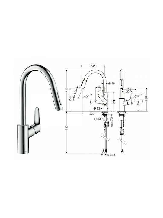 Hansgrohe Focus 240 Kitchen Counter Faucet with Pull-Out Spray Matt Black