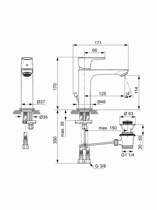 Ideal Standard Connect Air Mixing Sink Faucet Brushed Gold