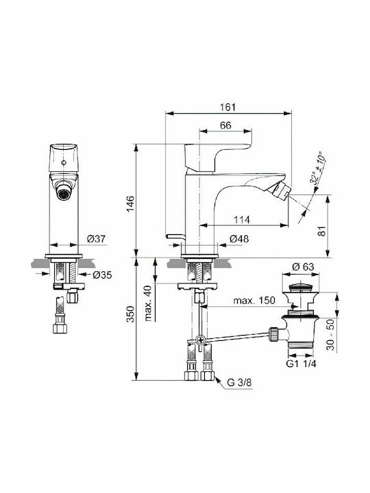 Ideal Standard Connect Air Αναμεικτική Μπαταρία Νιπτήρα Γκρι