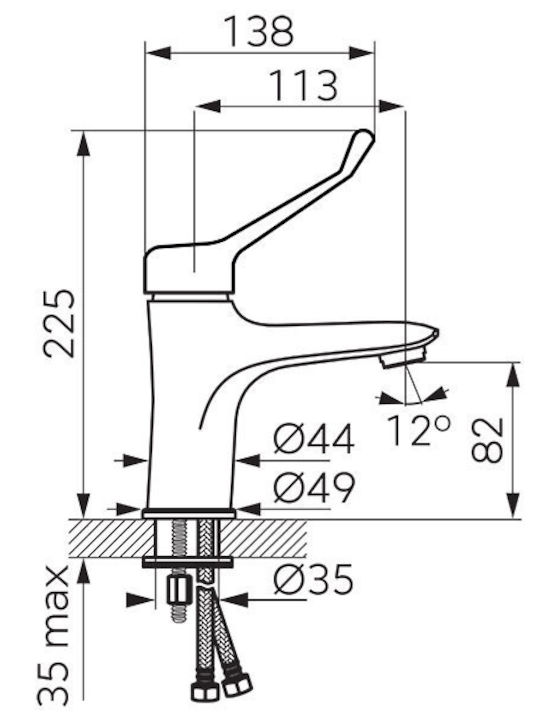 Ferro Tiga Mixing Handicap Faucet Sink Faucet Silver