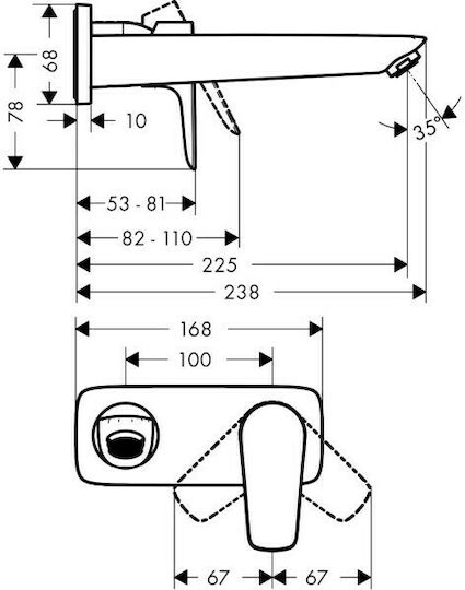 Hansgrohe Talis E Set Mixer & Gură Îngropată pentru Lavabo 1 Ieșire Negru