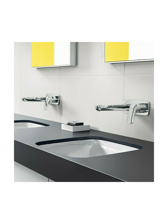 Hansgrohe Logis Σετ Μίκτης & Στόμιο Εντοιχισμού για Νιπτήρα 1 Εξόδου Ασημί