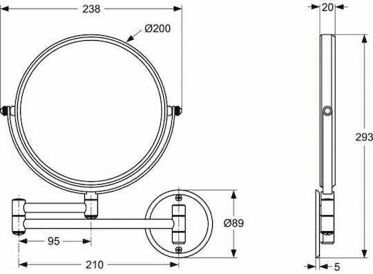 Ideal Standard Μεγεθυντικός Στρογγυλός Καθρέπτης Μπάνιου από Μέταλλο 20x20cm Ασημί