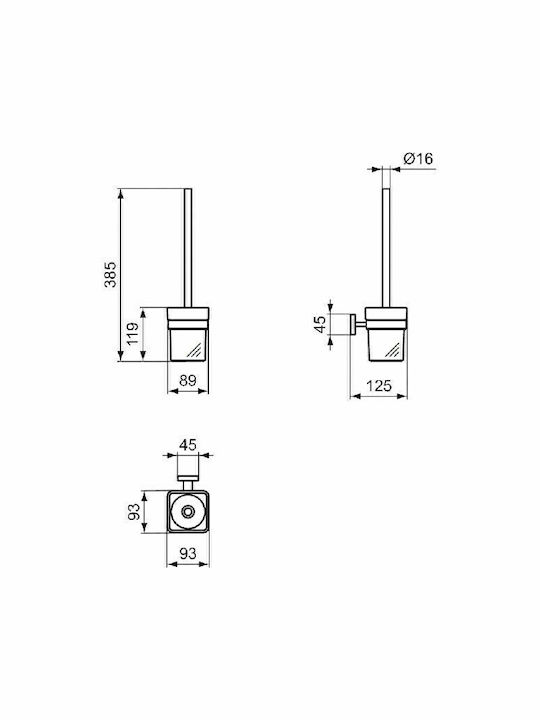 Ideal Standard Iom Square E2194AA Glas Badezimmer Toilettenbürste Weiß