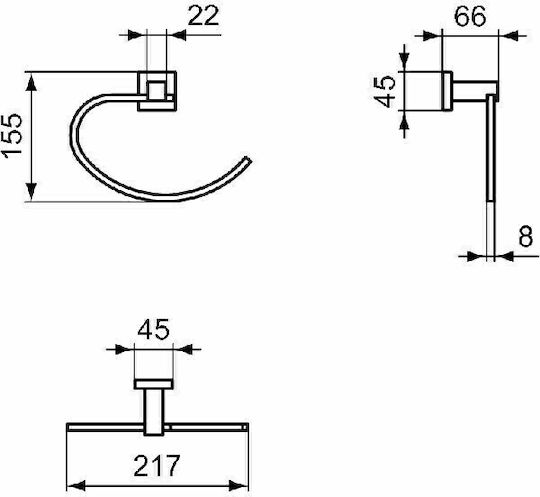 Ideal Standard Iom Square Κρίκος Μπάνιου Μονός με Βίδες Inox Ασημί
